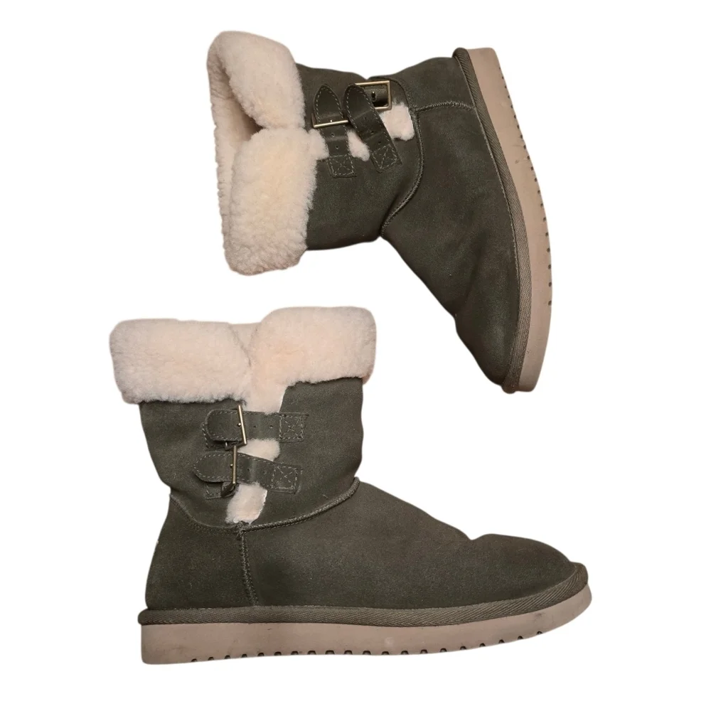 Koolaburra by UGG Victoria Buckle Boots in Olive Green - Size 8